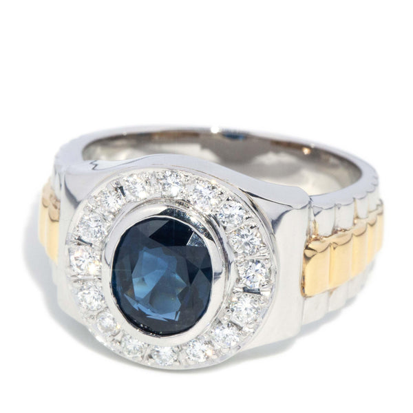 Vintage Circa 1990s Sapphire & Diamond Halo Ring 18 Carat Gold