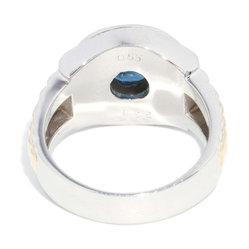 Vintage Circa 1990s Sapphire & Diamond Halo Ring 18 Carat Gold