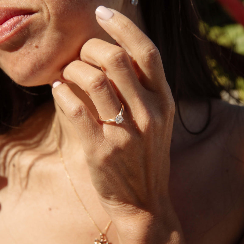 Contemporary Brilliant Diamond Solitaire Ring 18 Carat Yellow Gold