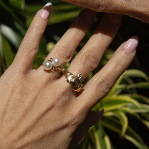 Finnley Vintage Circa 1980s Symbolic Claddagh Relationship Ring 9ct Yellow Gold Rings Imperial Jewellery 