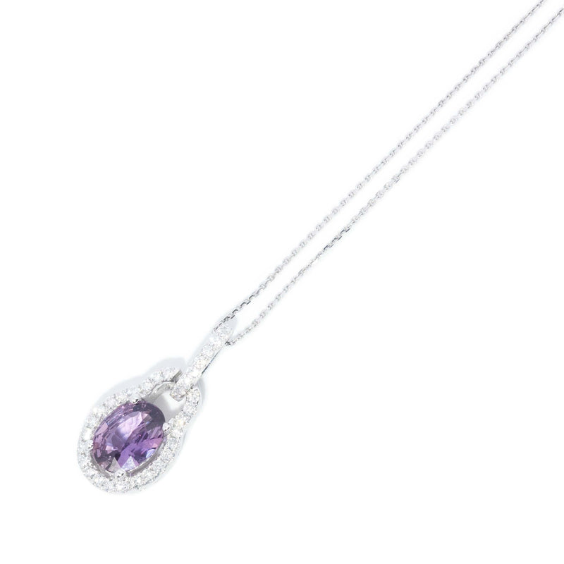 Contemporary Pink Sapphire & Diamond Pendant 14 Carat White Gold