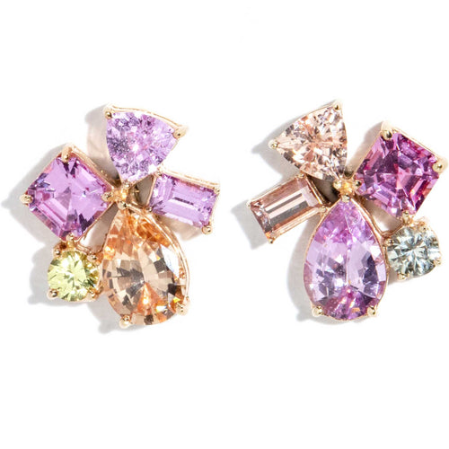 First Blush Ceylon Sapphire Stud Earrings 18K Yellow Gold