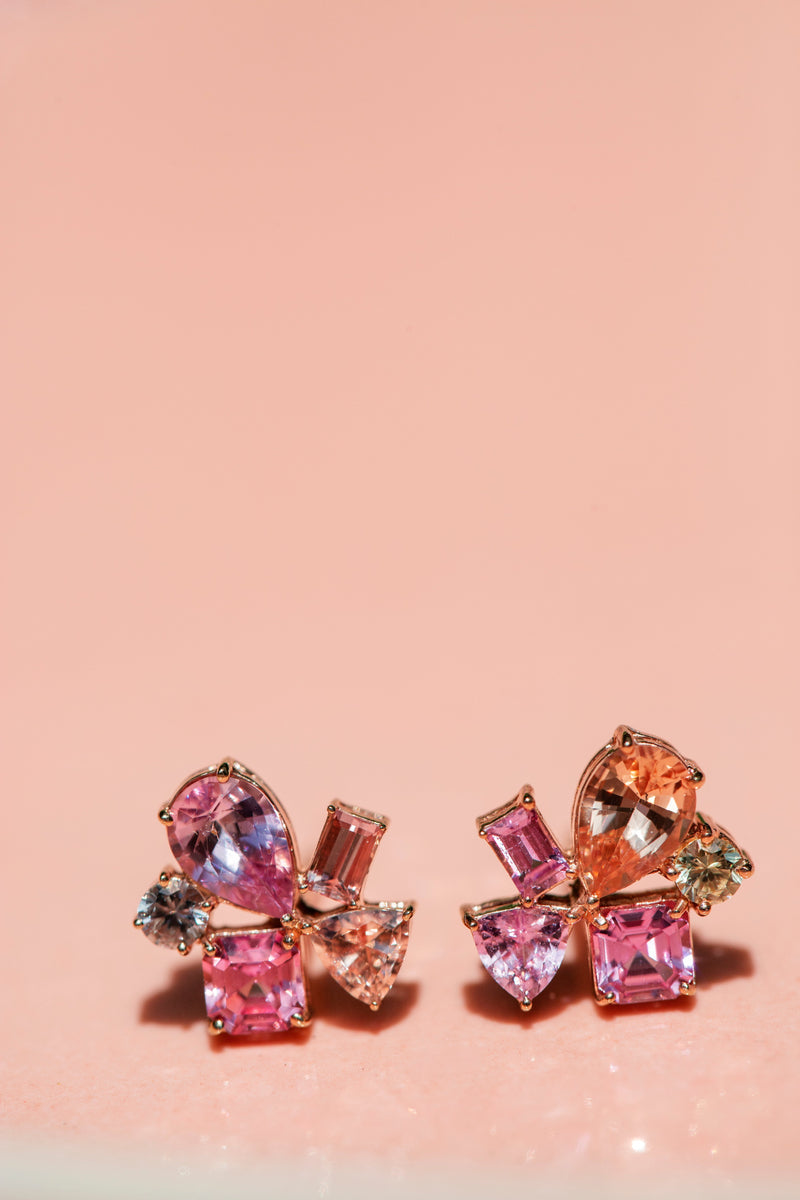 "First Blush" 18ct Rose Gold Ceylon Sapphire Earrings Rings Imperial Jewellery 