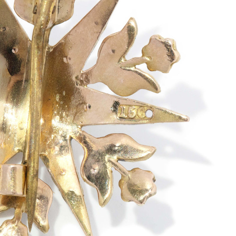 Edwardian Antique Crystal Opal Star Pendant Brooch 15 Carat Gold