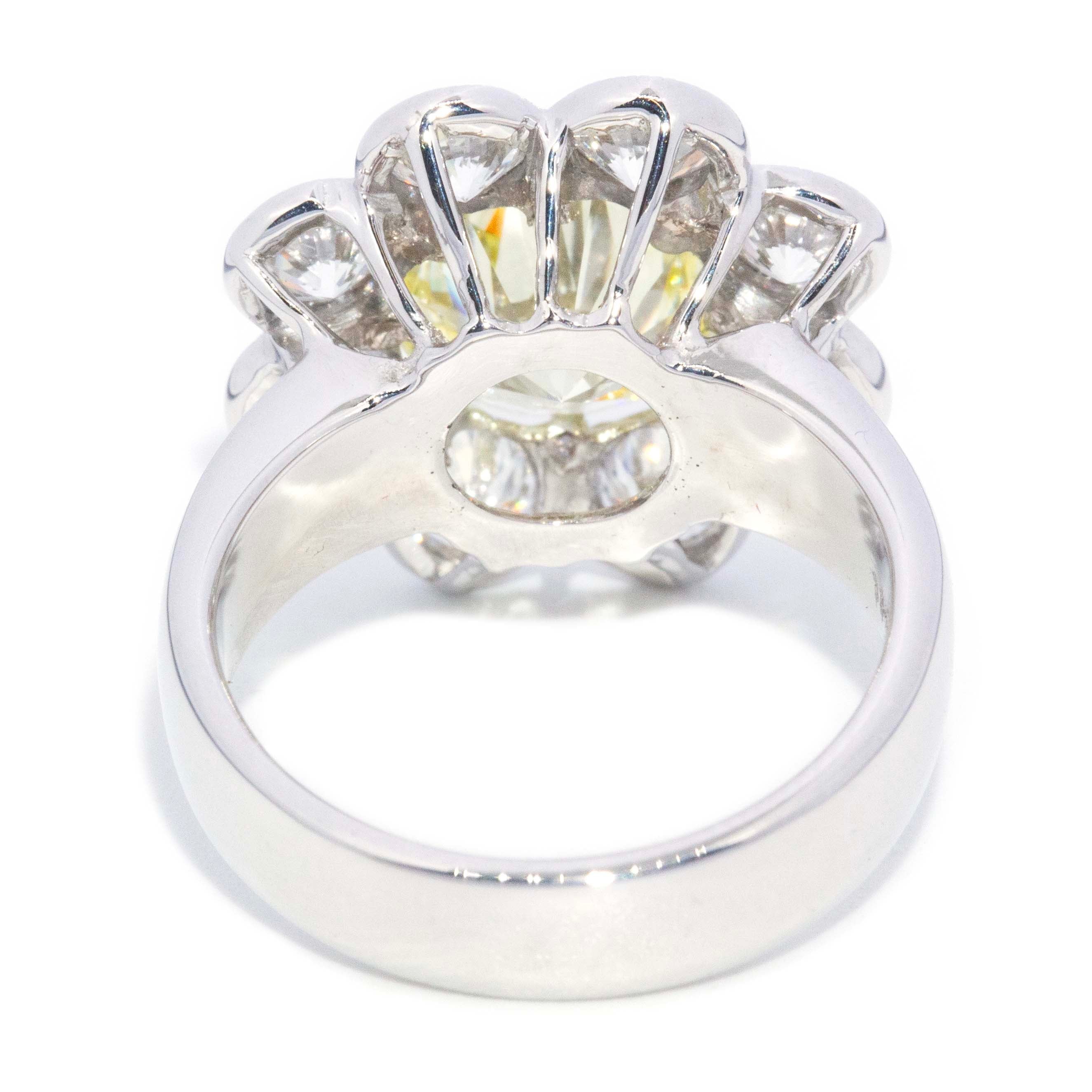 Flora Yellow & White Diamond Flower Ring 18ct White Gold Rings Imperial Jewellery 