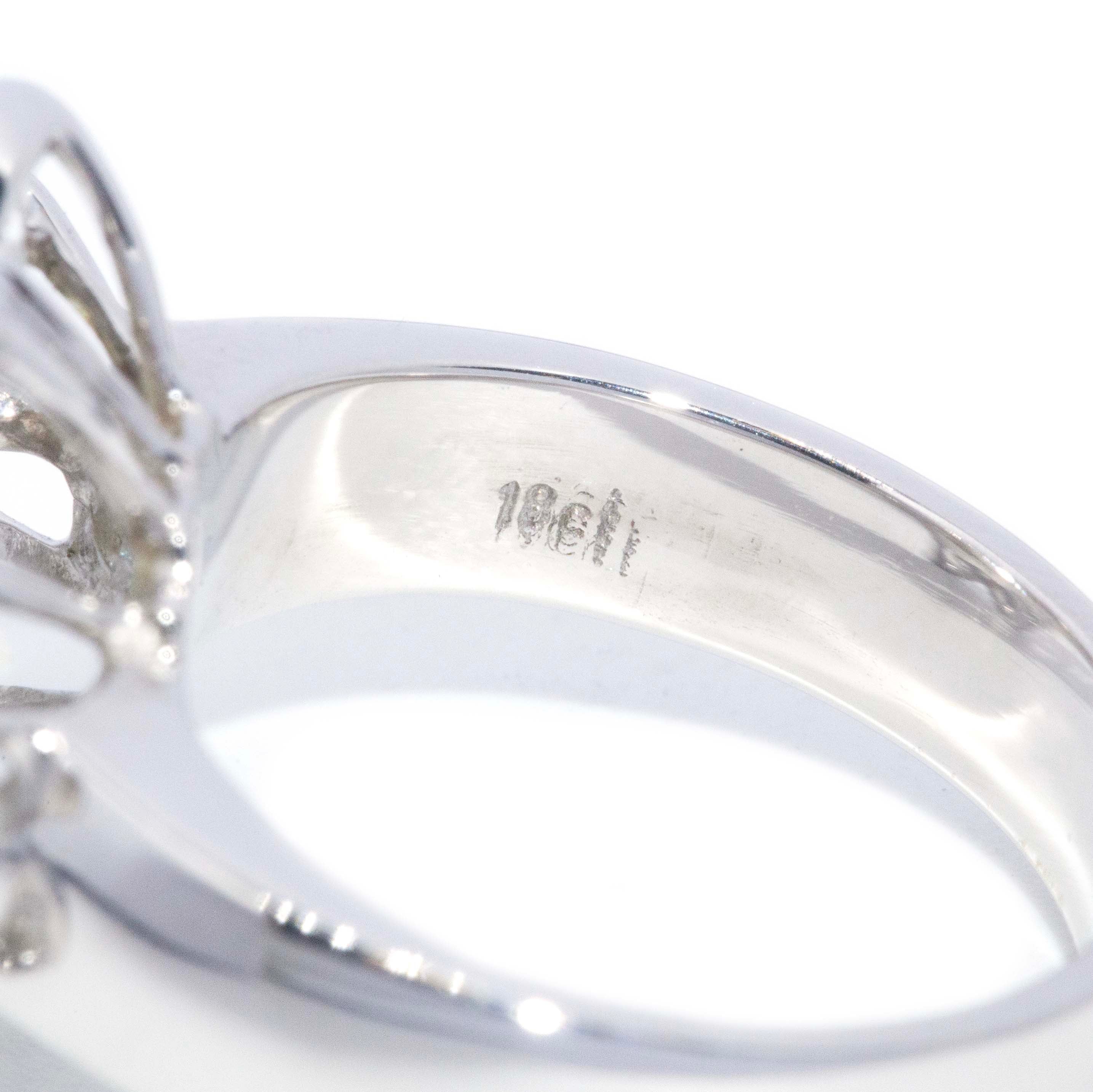 Flora Yellow & White Diamond Flower Ring 18ct White Gold Rings Imperial Jewellery 