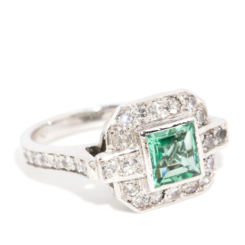 Florence Reinvented Antique Emerald & Diamond Platinum Ring