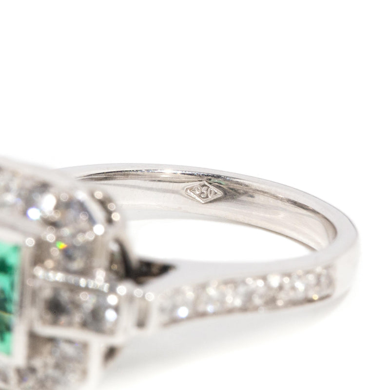 Florence Reinvented Antique Emerald & Diamond Platinum Ring