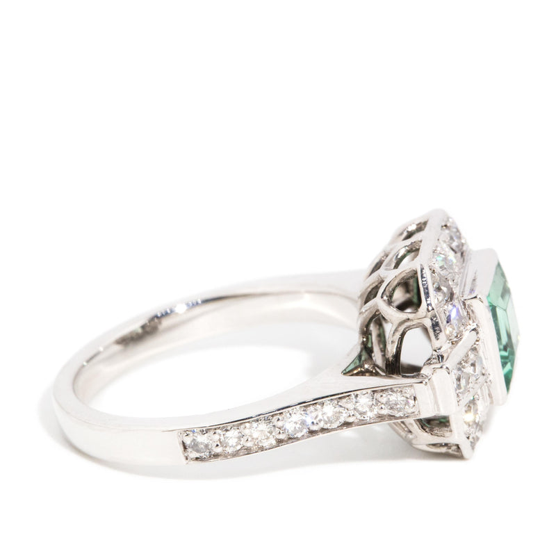 Florence Reinvented Antique Emerald & Diamond Platinum Ring