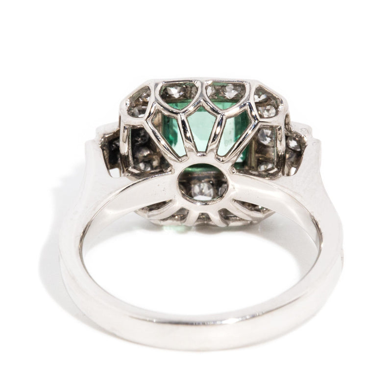 Florence Reinvented Antique Emerald & Diamond Platinum Ring