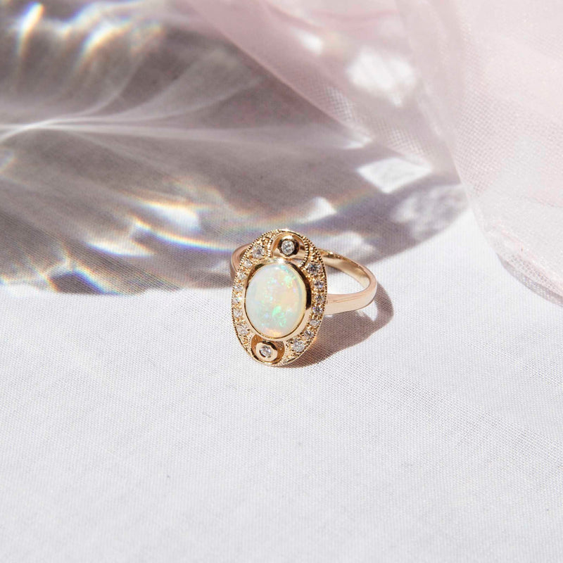Frances Opal & Diamond Ring 9ct Gold Rings Imperial Jewellery 