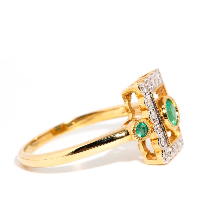 Francie Emerald & Diamond 9 Carat Gold Ring* DRAFT Rings Imperial Jewellery 