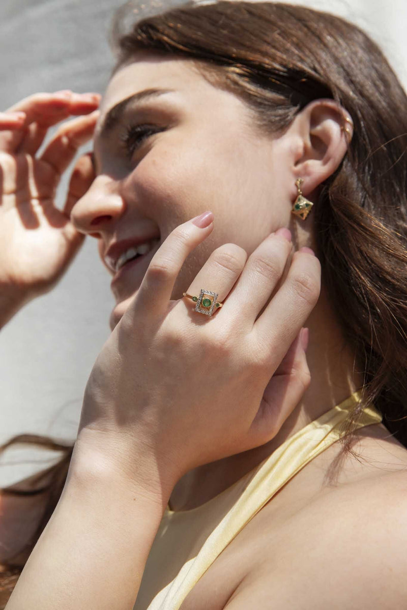 Francie Emerald & Diamond 9 Carat Gold Ring* DRAFT Rings Imperial Jewellery 