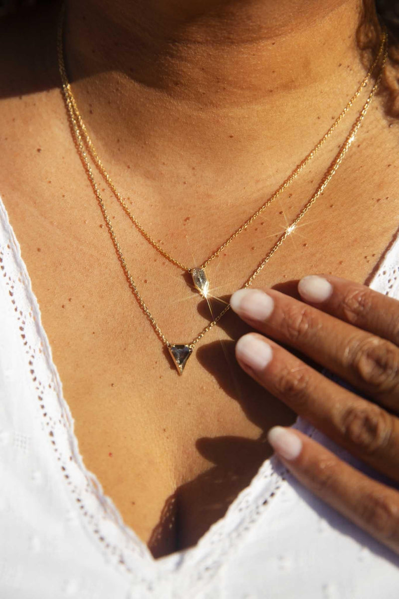 Francine Salt & Pepper Diamond Pendant & Chain 9ct Gold