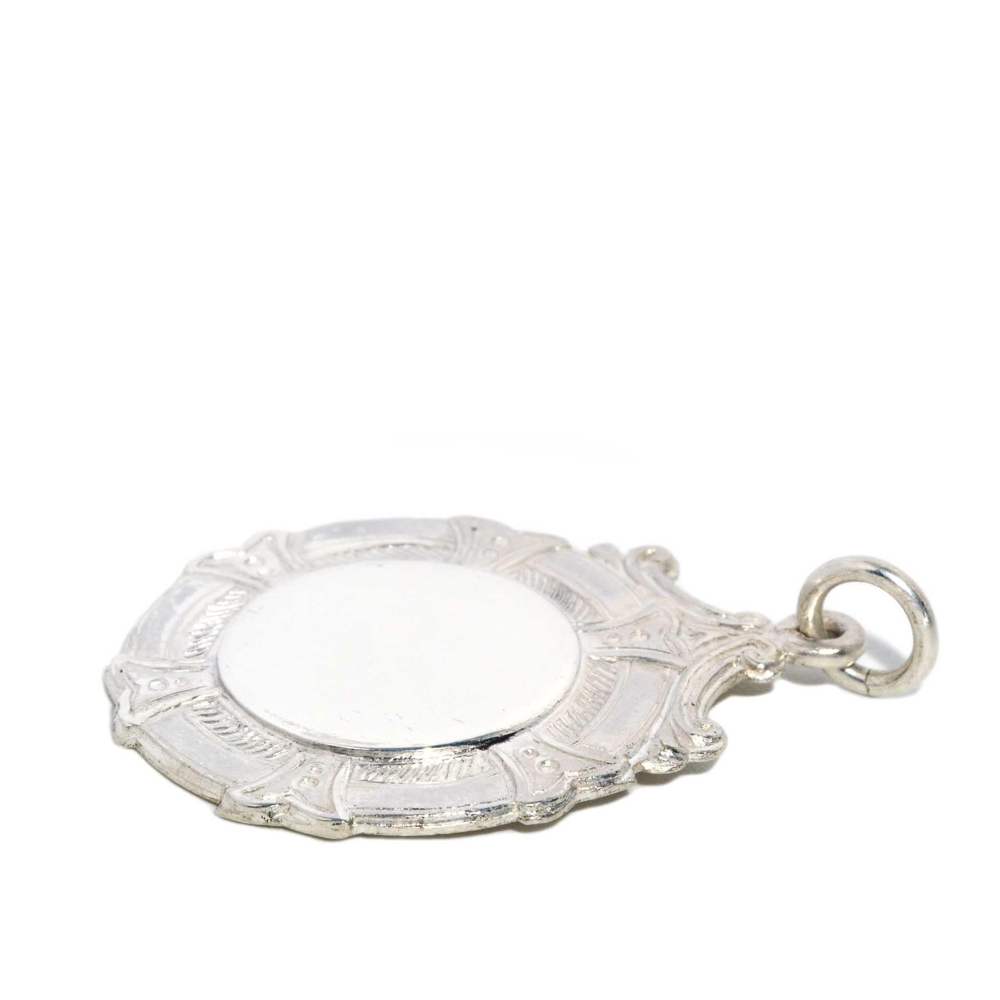 Vintage 1946 Award Style Round Shield Pendant Sterling Silver