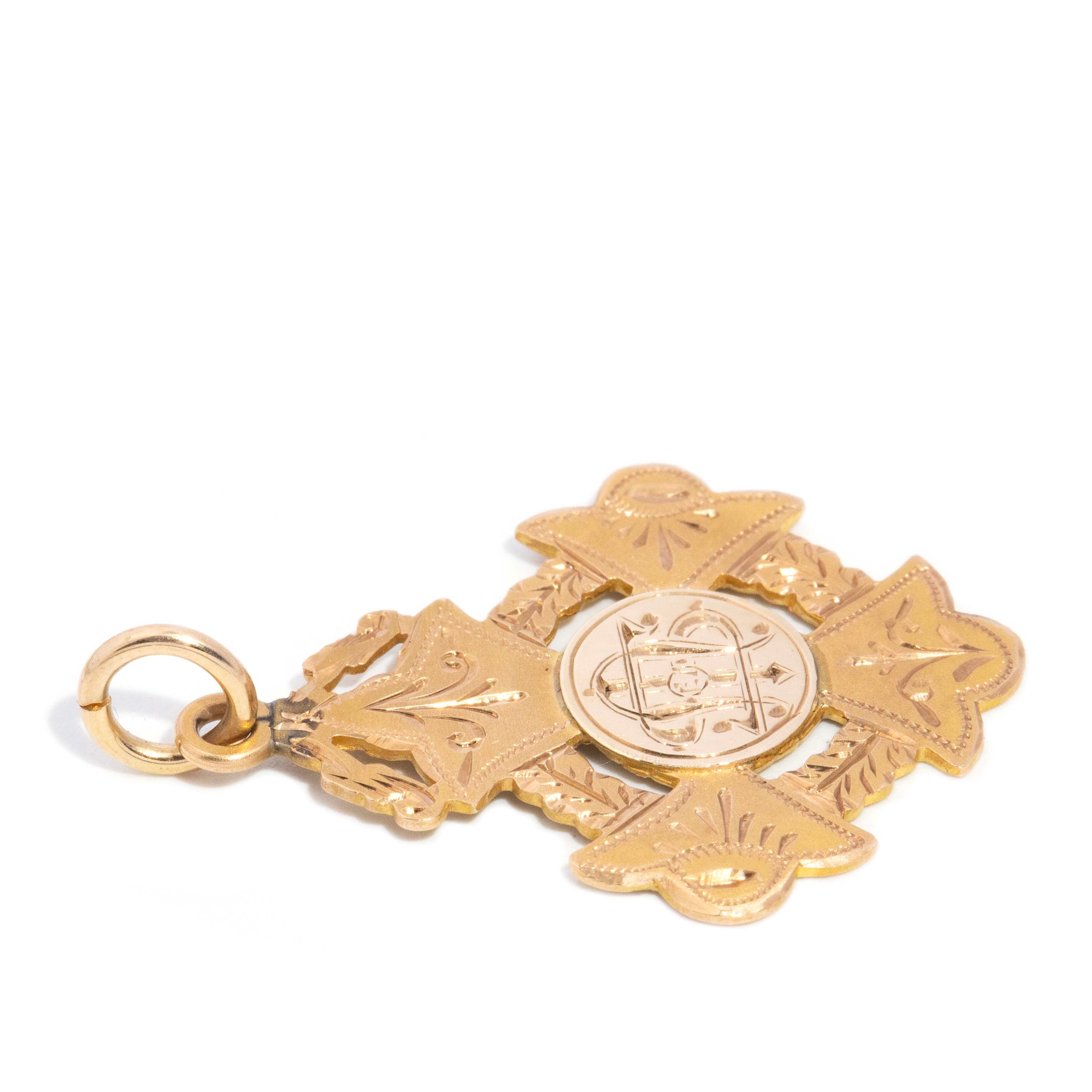 Freda 1904 Award Cross Pendant 9ct Gold Pendants/Necklaces Imperial Jewellery 