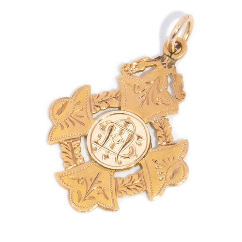 Freda Antique Medallion Award Pendant 9K Yellow Gold