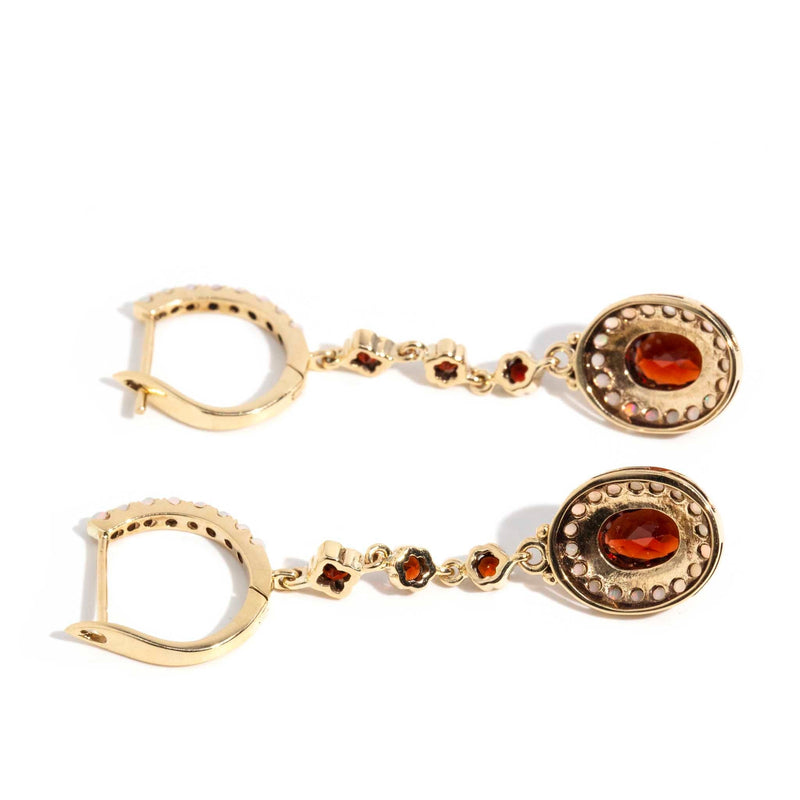 Freya Australian Opal & Garnet Drop Earrings 9ct Gold* DRAFT Earrings Imperial Jewellery 