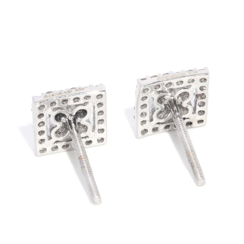 Contemporary Half Carat Diamond Studs 14 Carat White Gold