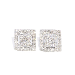Contemporary Half Carat Diamond Studs 14 Carat White Gold