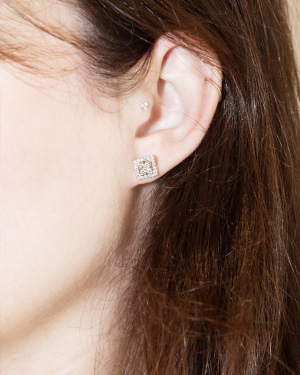 Contemporary Half Carat Diamond Studs 14 Carat White Gold