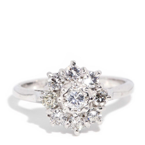 Frida Diamond Cluster Ring 18K White Gold TDW 0.74ct