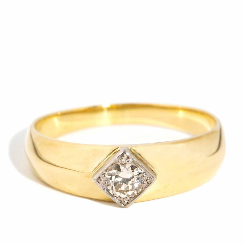 Galen 1990s Diamond Solitaire Band 18ct Gold Platinum