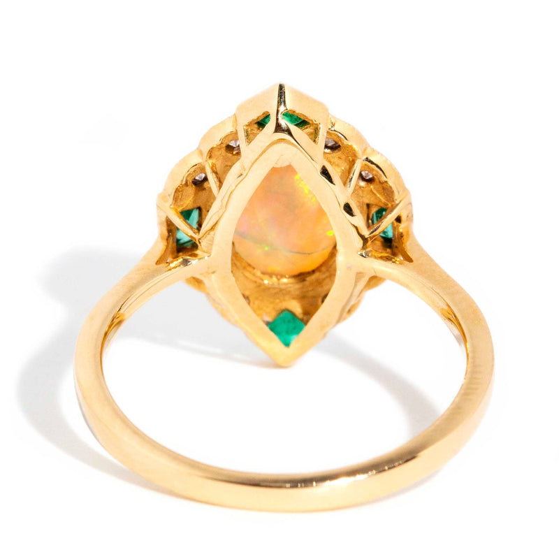 Gene Opal Emerald & Diamond Ring 14ct Gold Rings Imperial Jewellery 