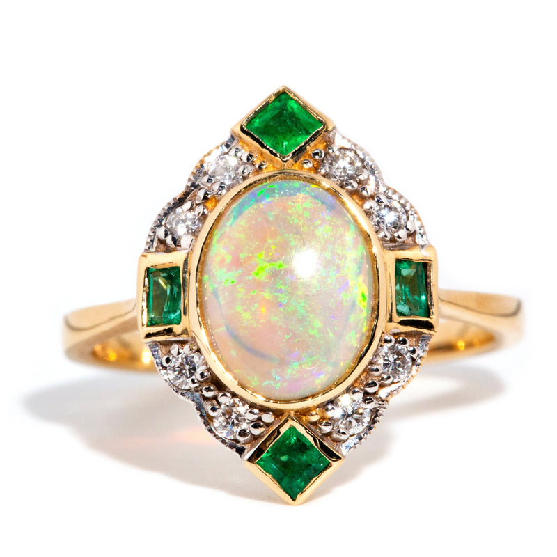 Gene Opal Emerald & Diamond Ring 14ct Gold Rings Imperial Jewellery Imperial Jewellery - Hamilton 