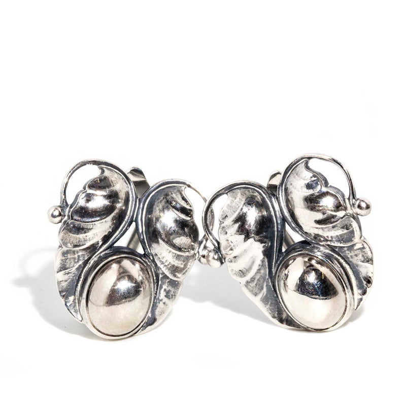 George Jensen 1994 Sterling Silver Ear Clips Earrings Imperial Jewellery 