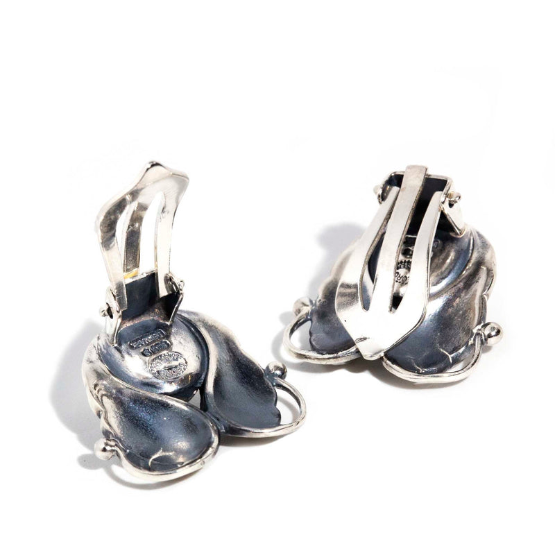 George Jensen 1994 Sterling Silver Ear Clips Earrings Imperial Jewellery 