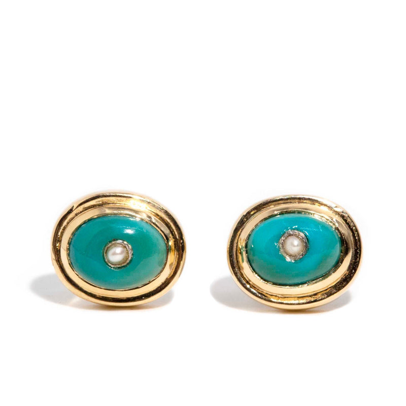 Gina Turquoise & Pearl Earrings 9 Carat Gold* DRAFT Rings Imperial Jewellery 