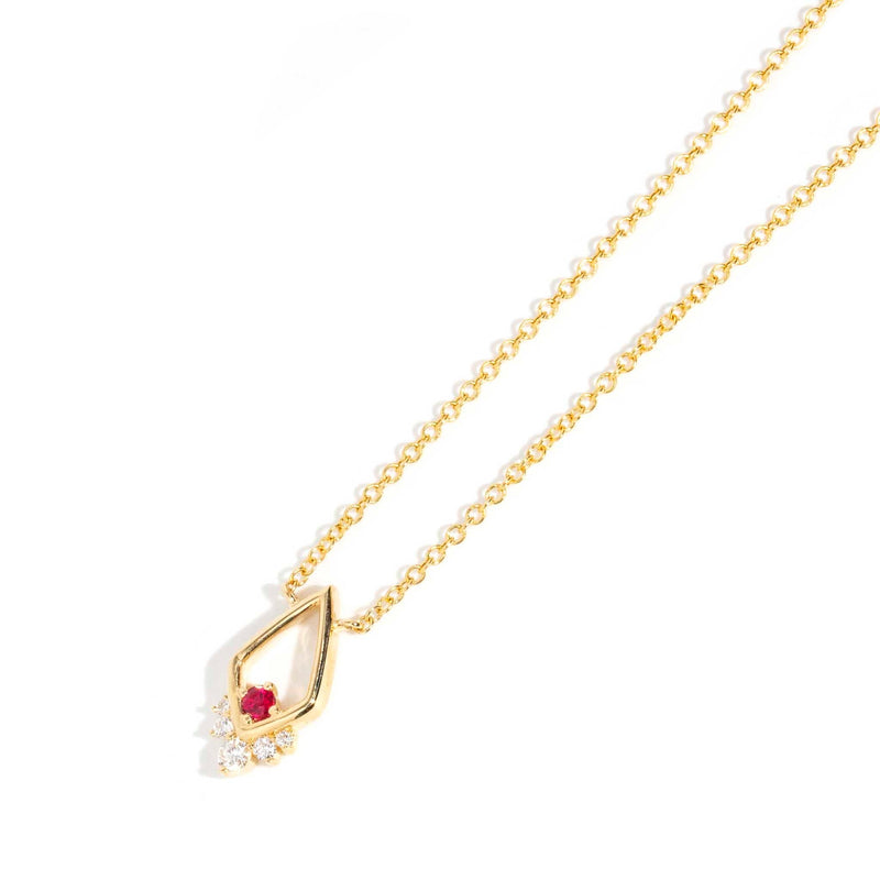 Ginnie 1990s Ruby & Diamond Necklet 14ct Gold* DRAFT Pendants/Necklaces Imperial Jewellery 