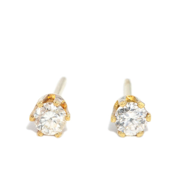 Vintage Circa 1970s Diamond Solitaire Studs 18 Carat Gold