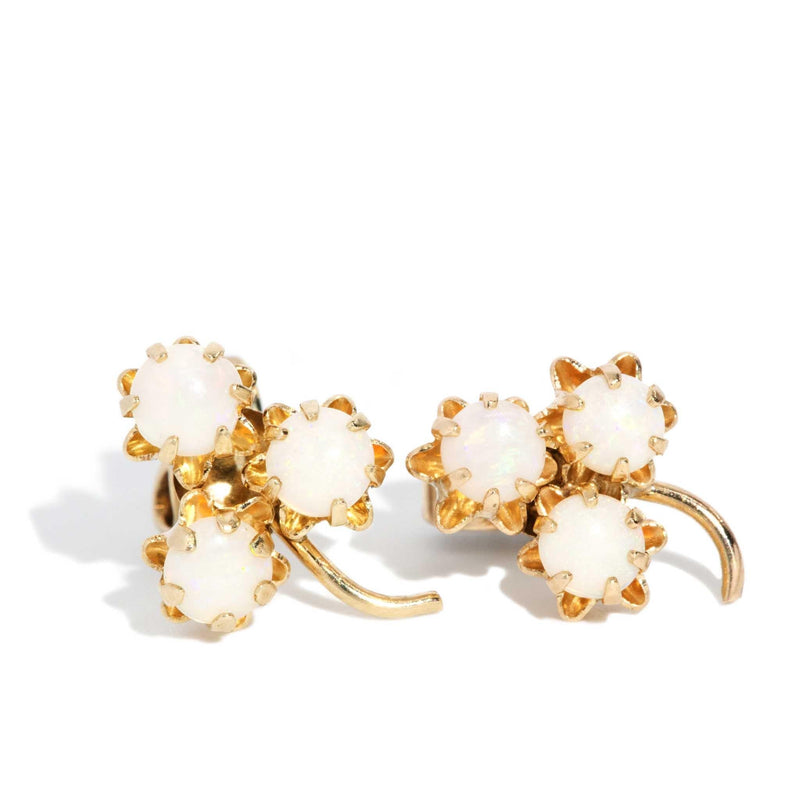Giselle 1980s Solid Australian Opal Cluster Studs 9ct