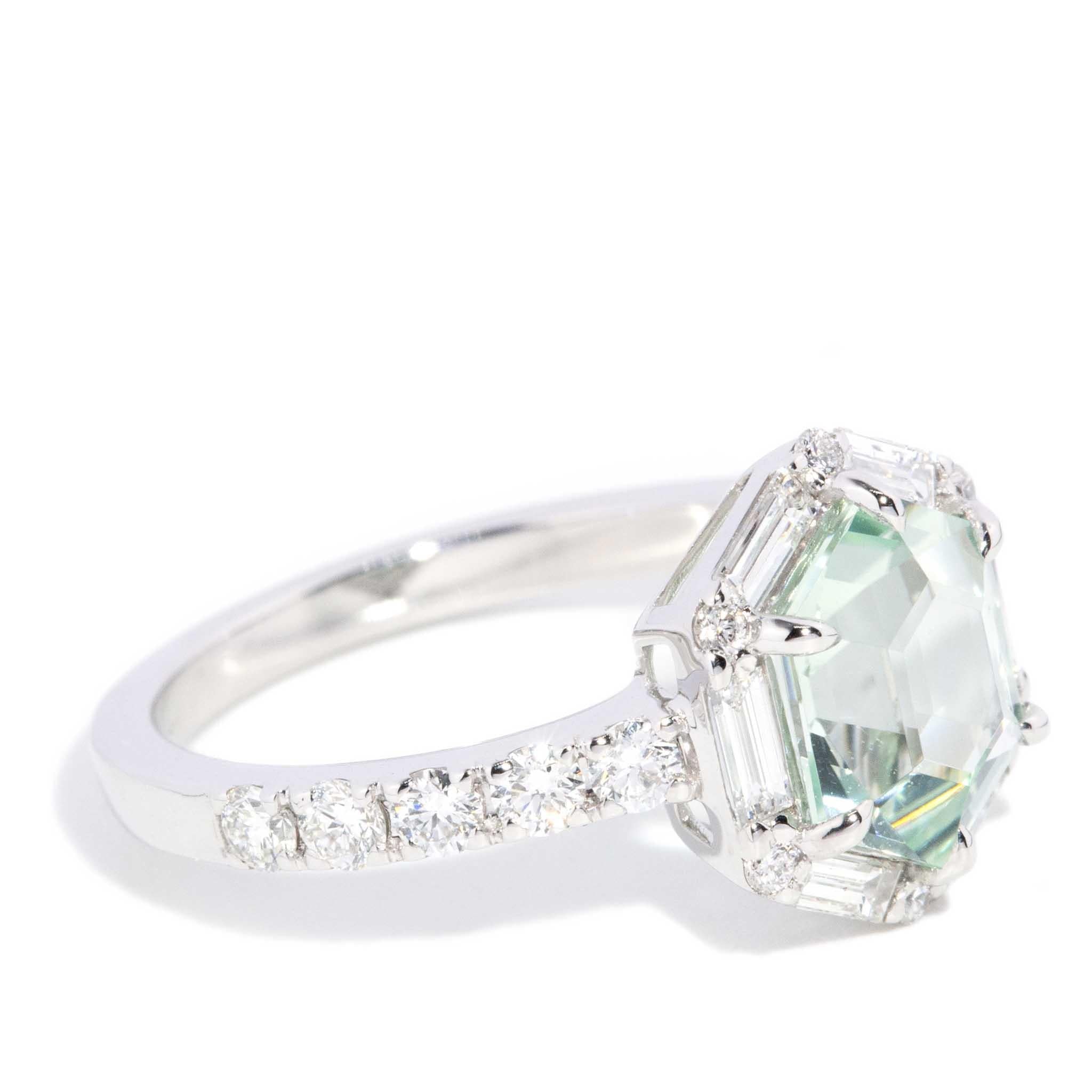 Glinda 2.10ct Tourmaline & Diamond Hexagonal Ring 18ct White Gold