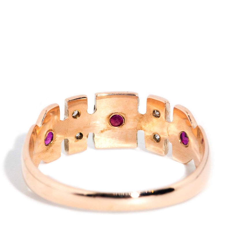 Gloria 1940s Ruby & Diamond Ring 9ct Gold Rings Imperial Jewellery 