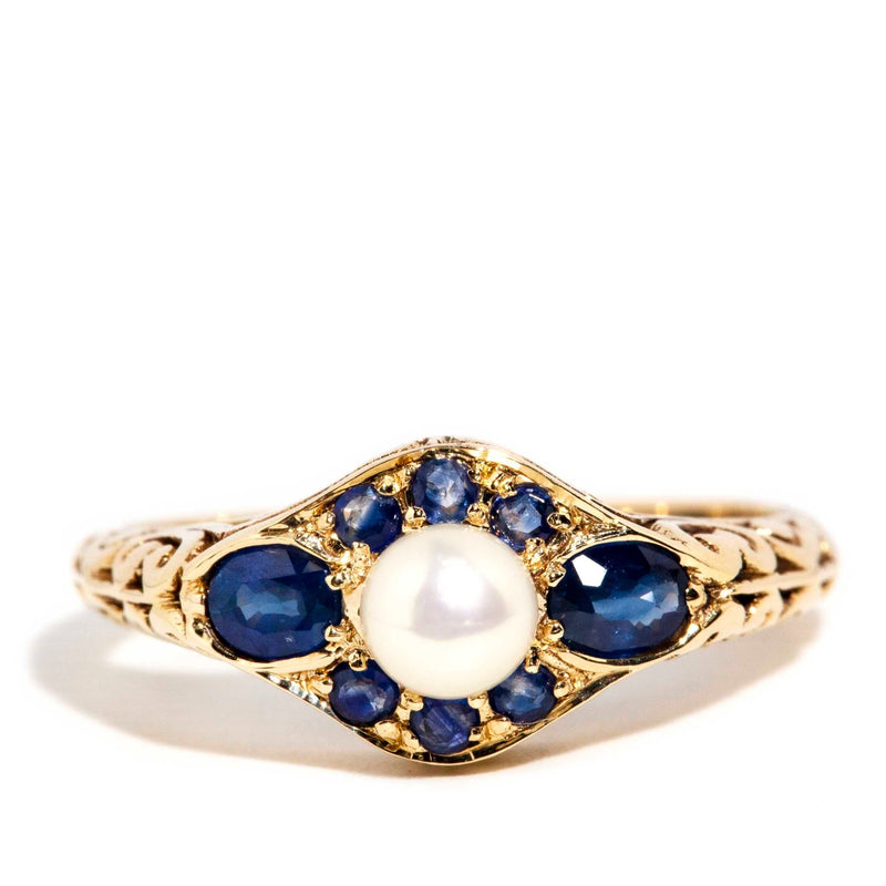 Gloria Blue Sapphire & Pearl Ring 9ct Gold* DRAFT Rings Imperial Jewellery Imperial Jewellery - Hamilton 
