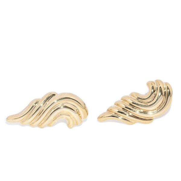 Vintage Circa 1980s Crest Stud Earrings 9 Carat Gold