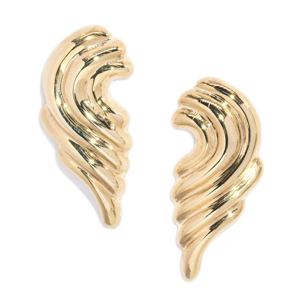 Vintage Circa 1980s Crest Stud Earrings 9 Carat Gold