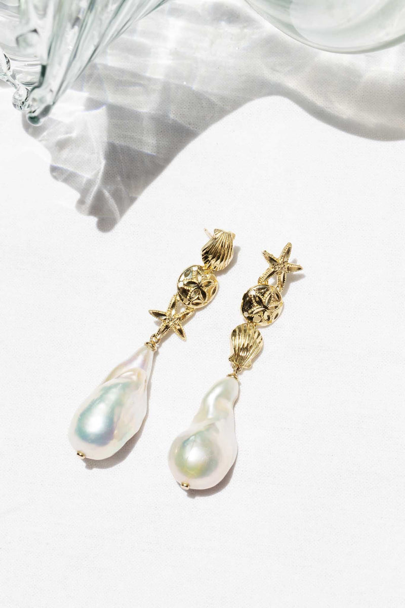 Grace Reinvented Baroque Pearl Earrings 9ct Gold Earrings Imperial Jewellery 