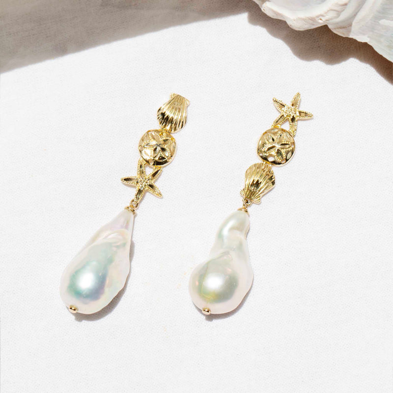 Grace Reinvented Baroque Pearl Earrings 9ct Gold Earrings Imperial Jewellery 