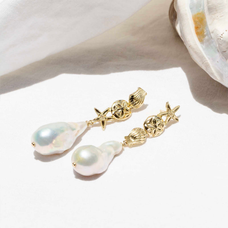 Grace Reinvented Baroque Pearl Earrings 9ct Gold Earrings Imperial Jewellery 