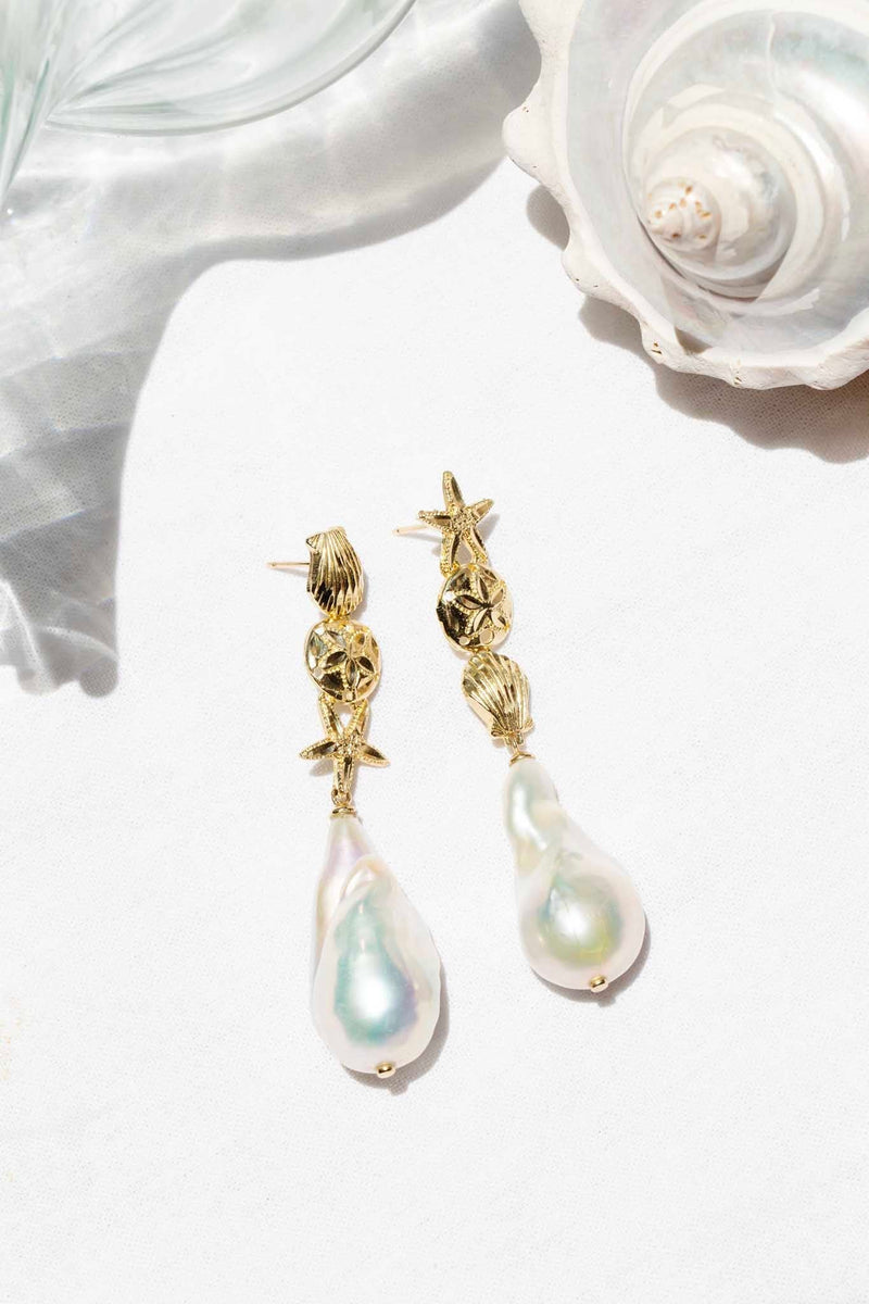 Grace Reinvented Baroque Pearl Earrings 9ct Gold Earrings Imperial Jewellery 