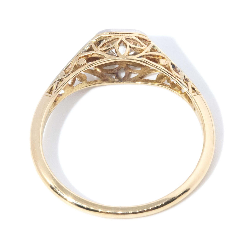 Antique 1920s Antique Old Cut Diamond Platinum & 18 Carat Gold Ring