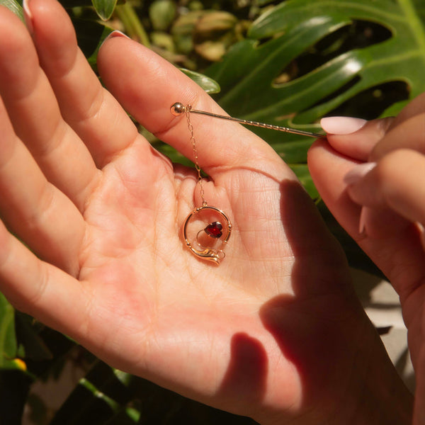 Greta Antique Heart Garnet Tie or Lapel Pin 9ct Gold Brooches Imperial Jewellery 