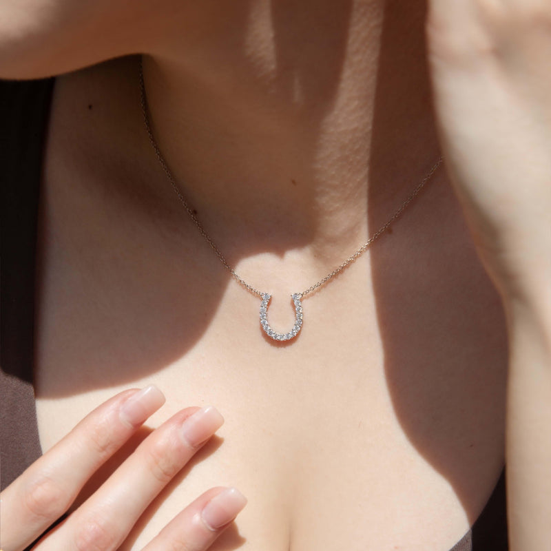 Contemporary Diamond Horseshoe Necklet 18 Carat White Gold