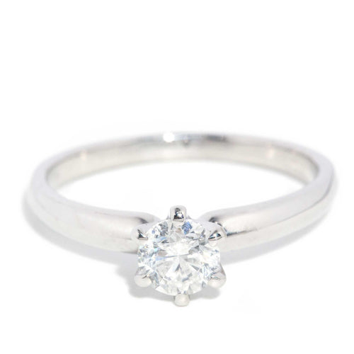 Greta Half Carat Diamond Solitaire Ring 18K White Gold