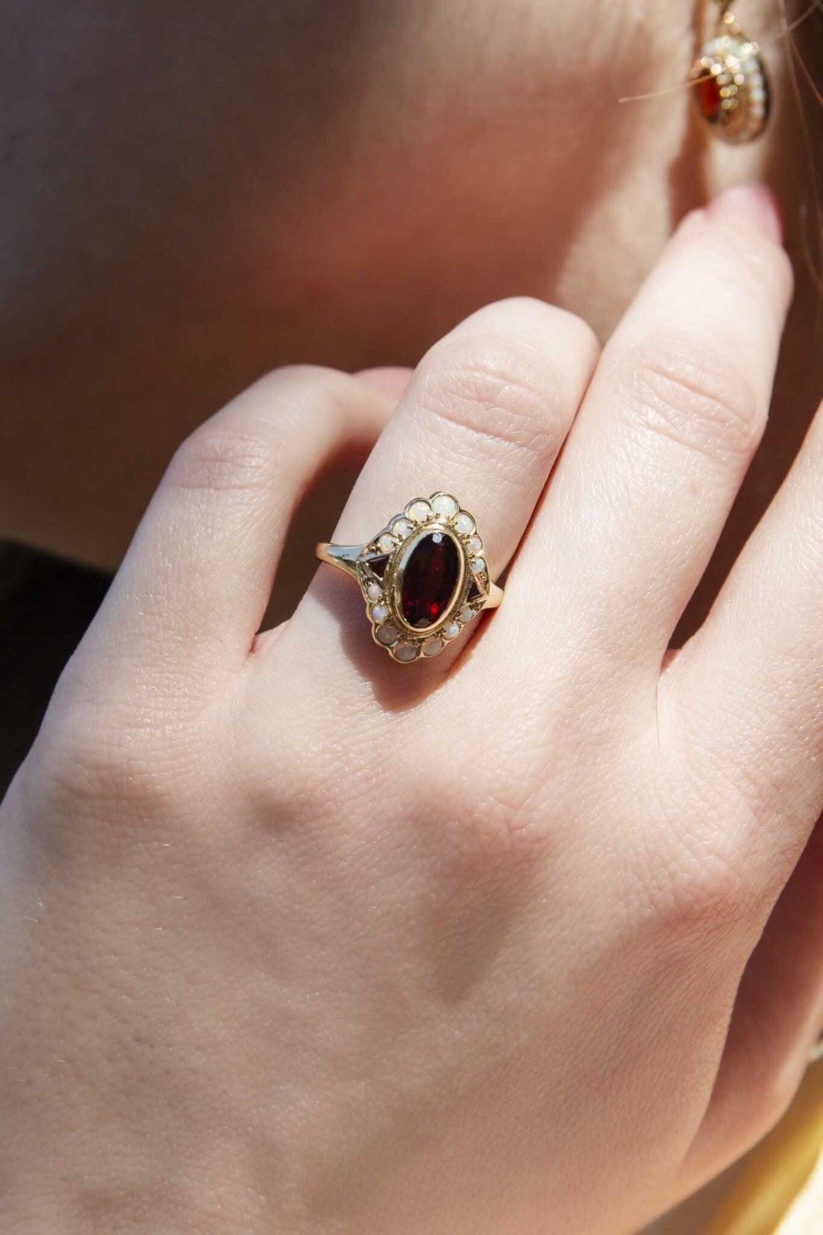 Garnet and opal ring sales