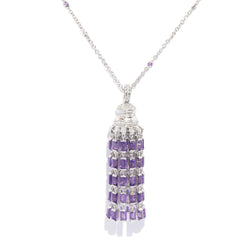 Contemporary Amethyst & Diamond Chandelier Pendant & Chain 18 Carat White Gold